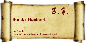 Burda Humbert névjegykártya